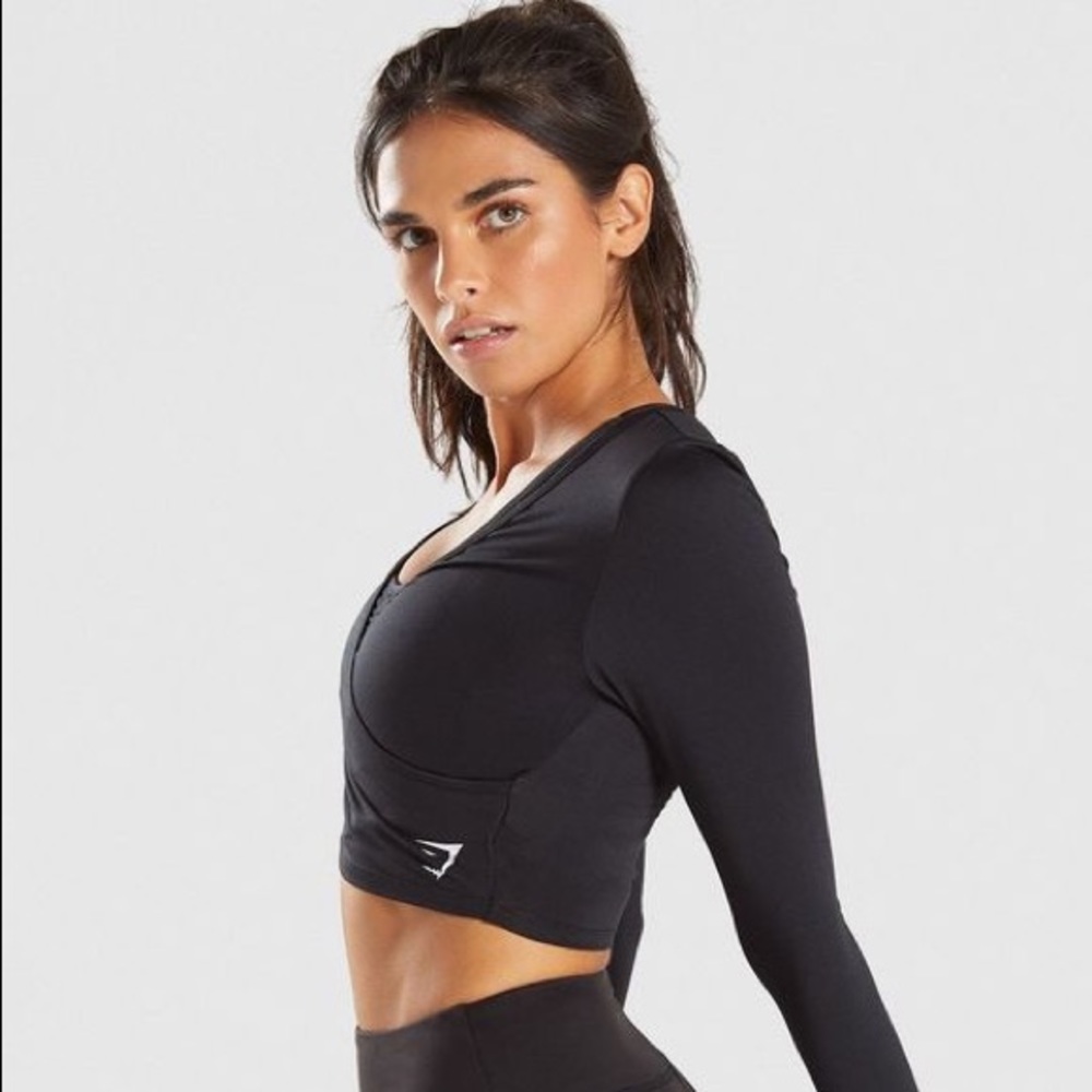 GYMSHARK BALLET CROP TOP black